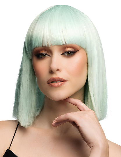 Luxusní pastelově mátová paruka carré pro dospělé 