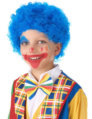 Perruque de clown pour enfant bleue bouclée