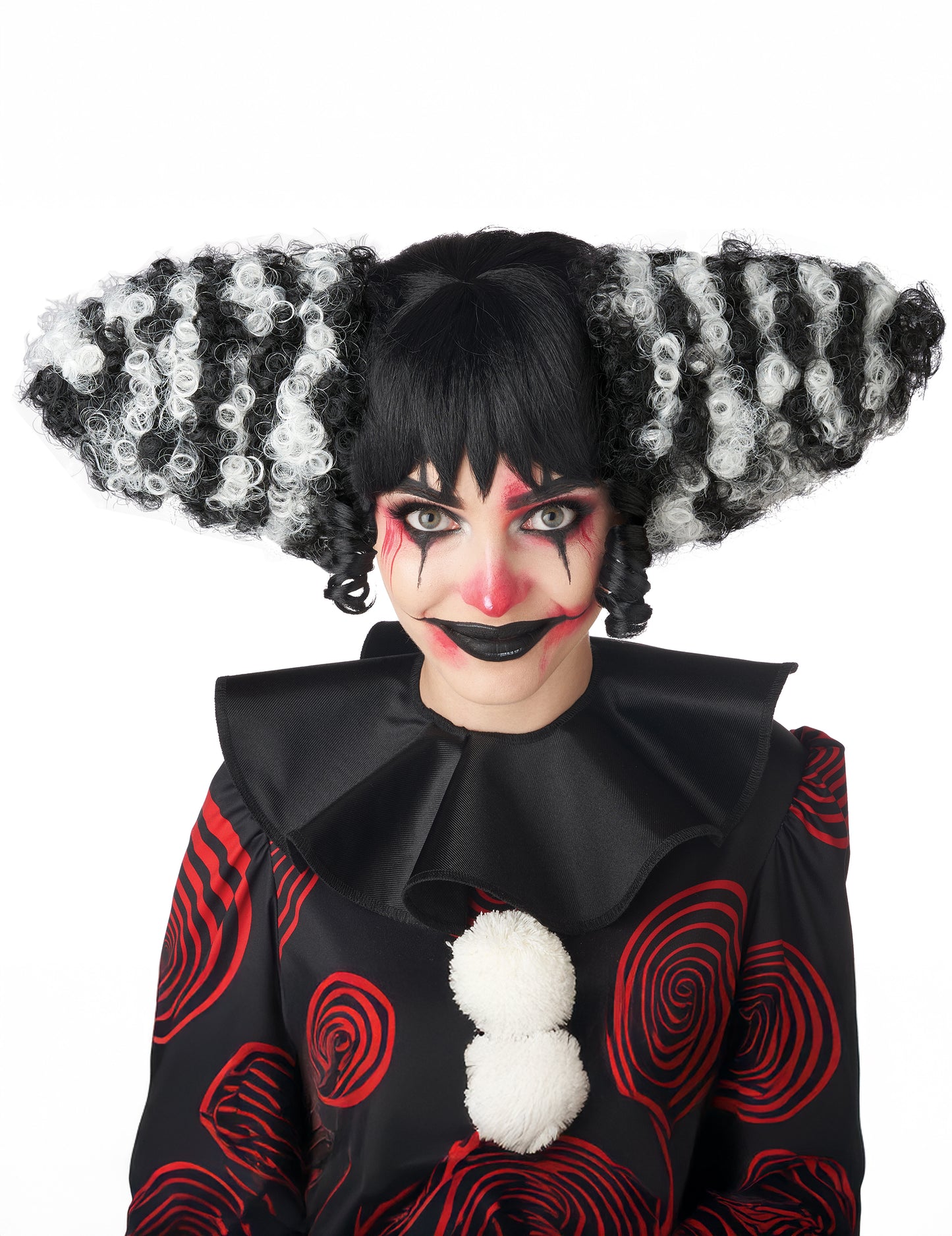 Perruque clown maléfique noire et blanche luxe adulte