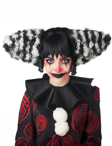 Perruque clown maléfique noire et blanche luxe adulte