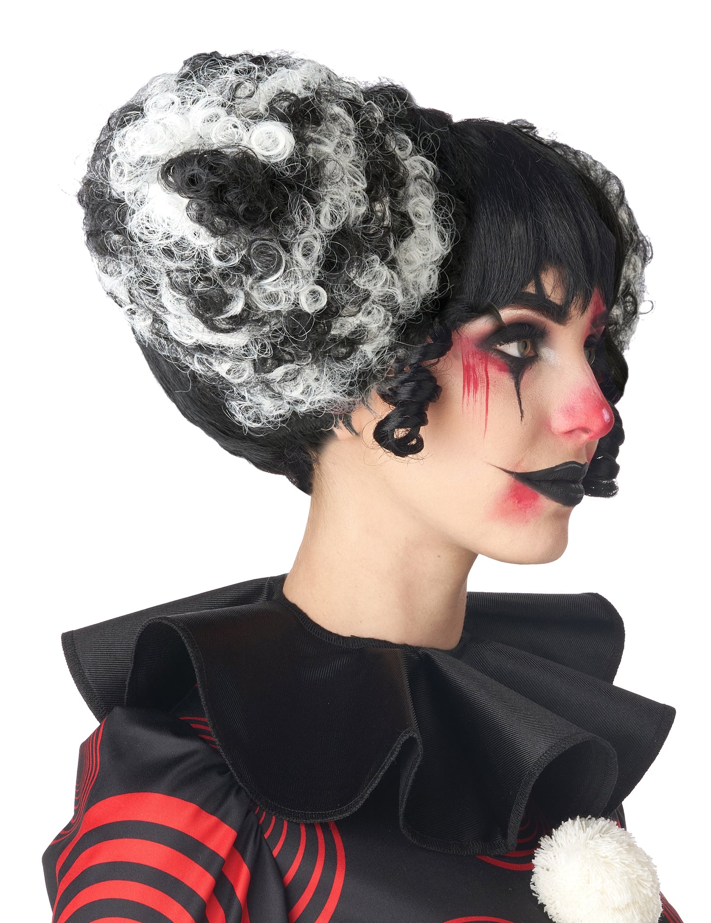 Perruque clown maléfique noire et blanche luxe adulte