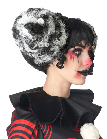Perruque clown maléfique noire et blanche luxe adulte