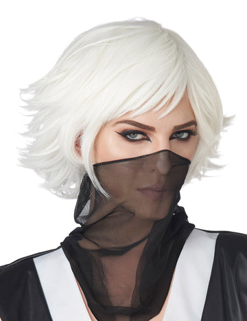 Krátká paruka pro dospělé v bílé barvě pro cosplay