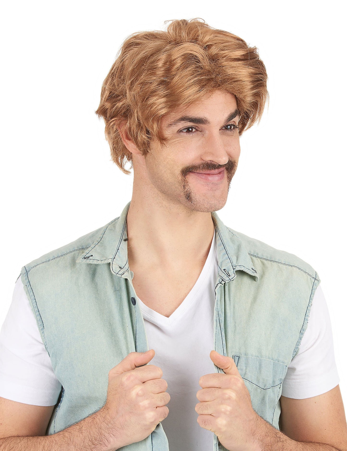 Perruque courte pour homme châtain clair méché