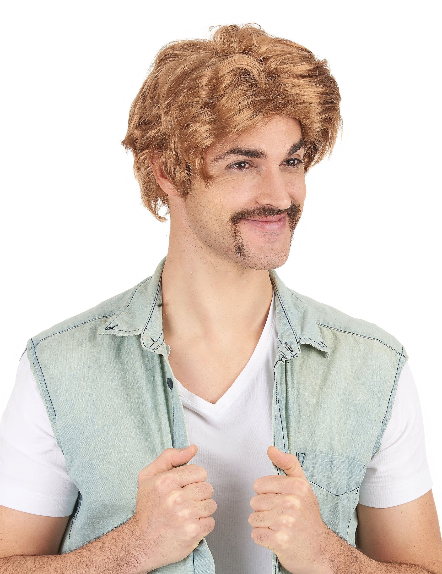 Perruque courte pour homme châtain clair méché