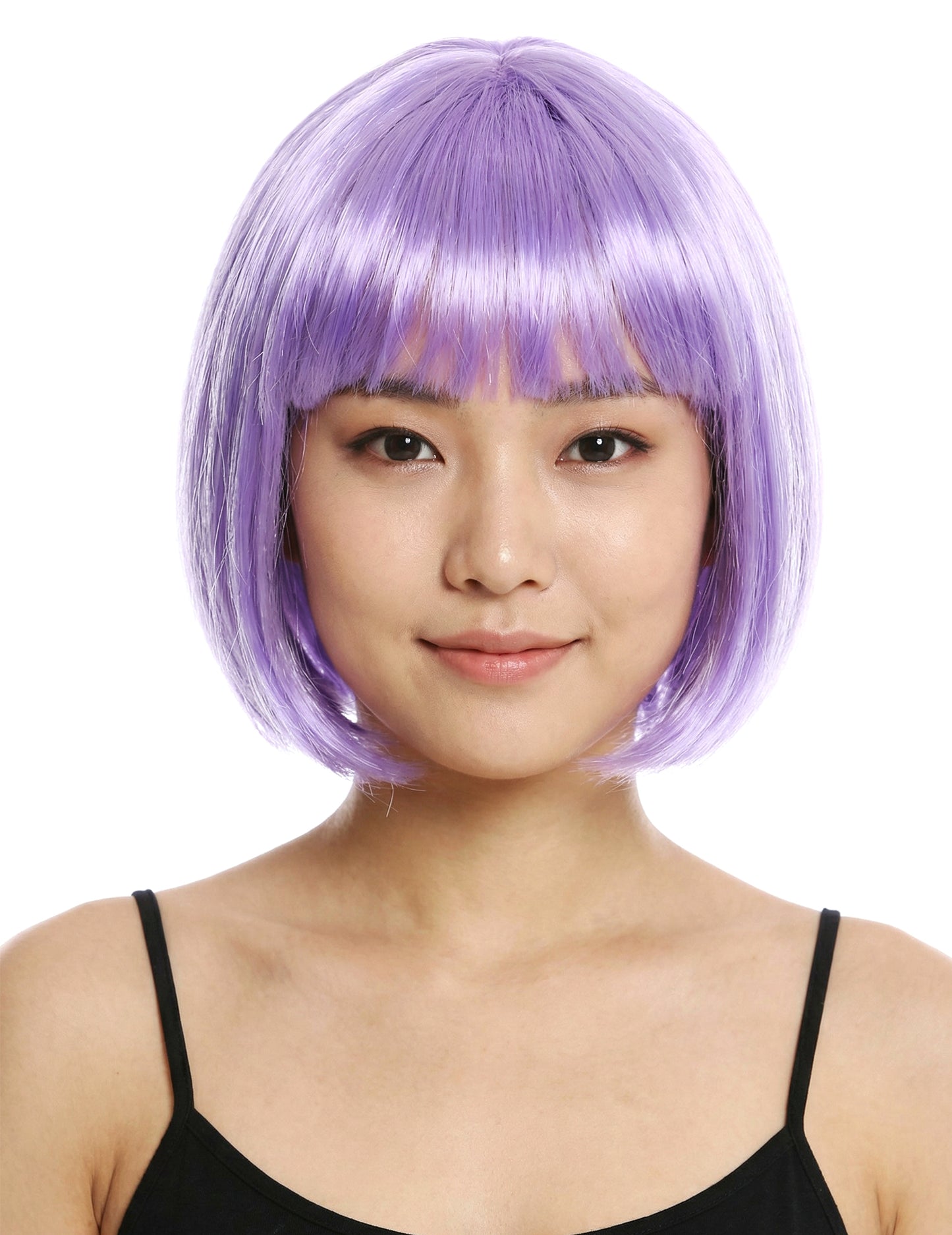 Kinnlange lilafarbene Perücke für Frauen