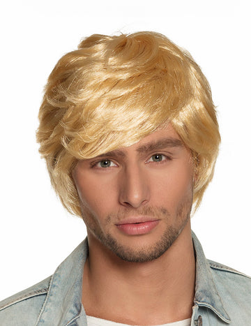 Perruque courte rétro pour homme blonde