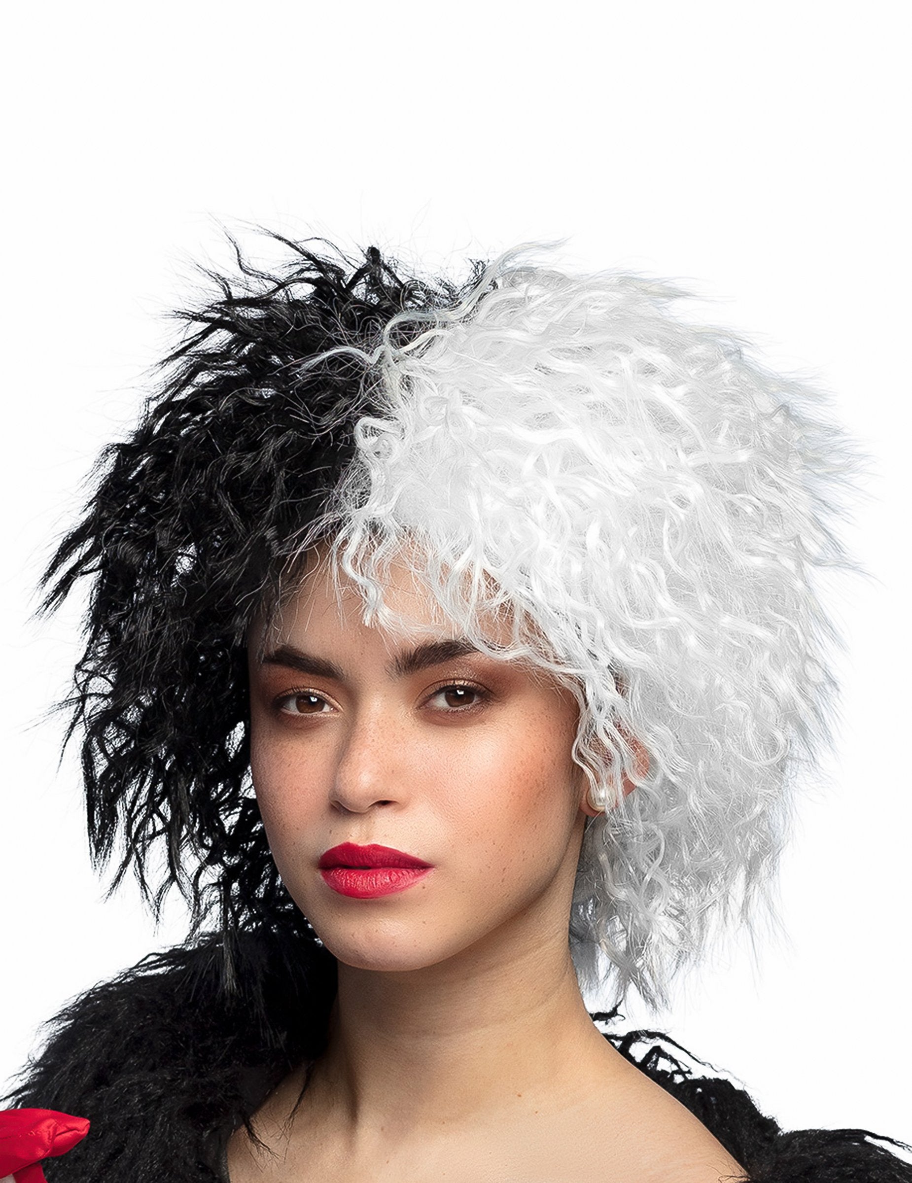 Krutá paruka pro ženy černobílé kudrnaté