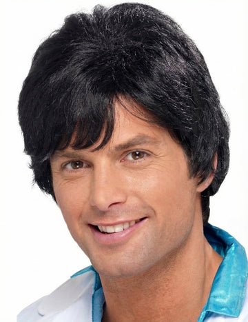 Pánská černá disco paruka ve stylu 70. let