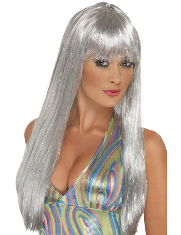 Dlouhá stříbrná paruka pro ženy