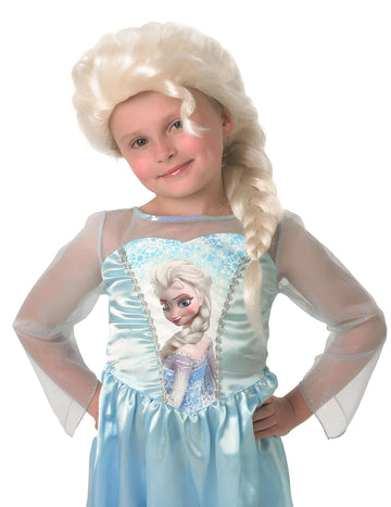 Perruque Elsa La Reine des neiges pour fille blonde platinée tressée