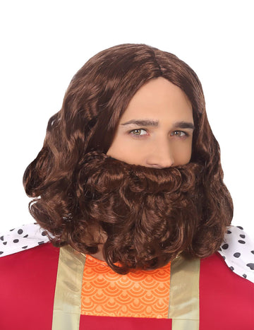 Jesus Perücke und Bart Accessoire-Set braun