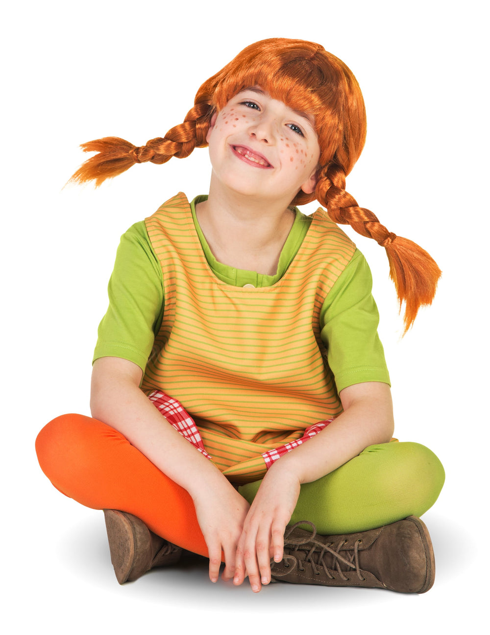 Perruque Fifi Brindacier pour fille rousse avec nattes