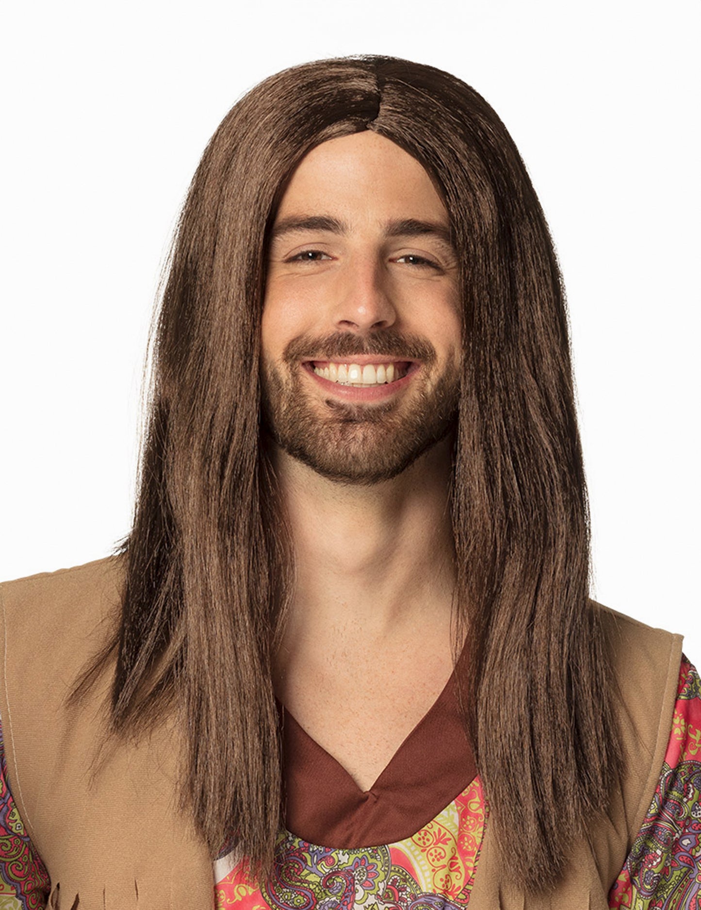 Hnědá hippie paruka pro dospělé