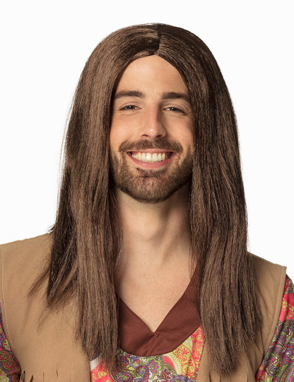 Hnědá hippie paruka pro dospělé
