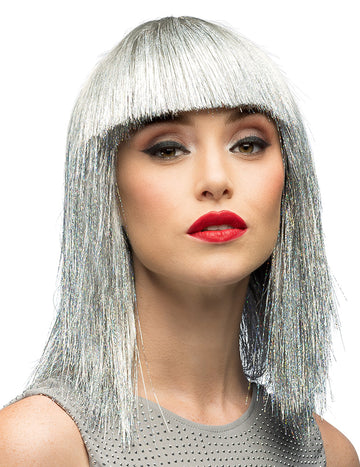 Perruque irisée argentée femme