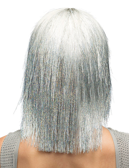 Perruque irisée argentée femme