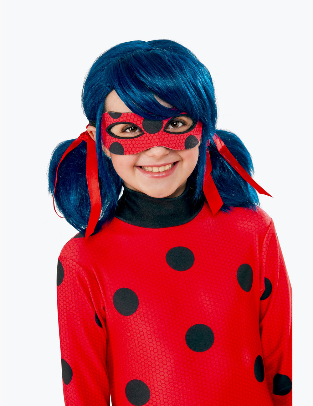 Vue de face de la perruque Ladybug pour fille