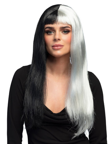 Černobílá rovná paruka pro ženy