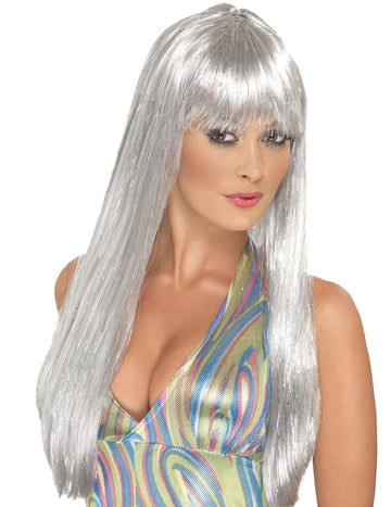 Dlouhá stříbrná paruka pro ženy