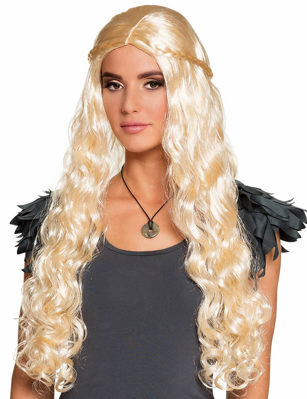 Dlouhá paruka s malými copánky pro ženu, blond vlnitá
