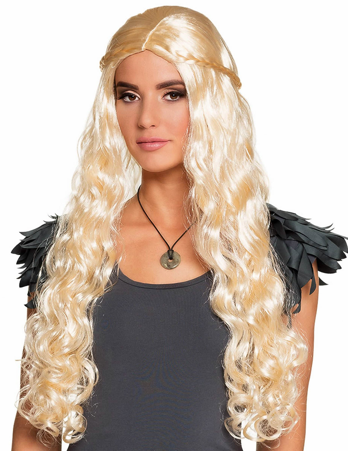 Dlouhá paruka s malými copánky pro ženu, blond vlnitá