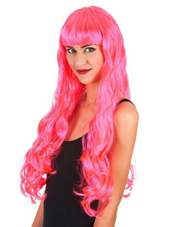 Dlouhá růžová paruka pro ženy