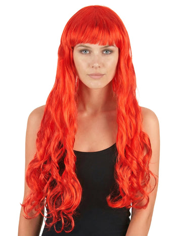 Rote Langhaar-Locken-Perücke für Damen