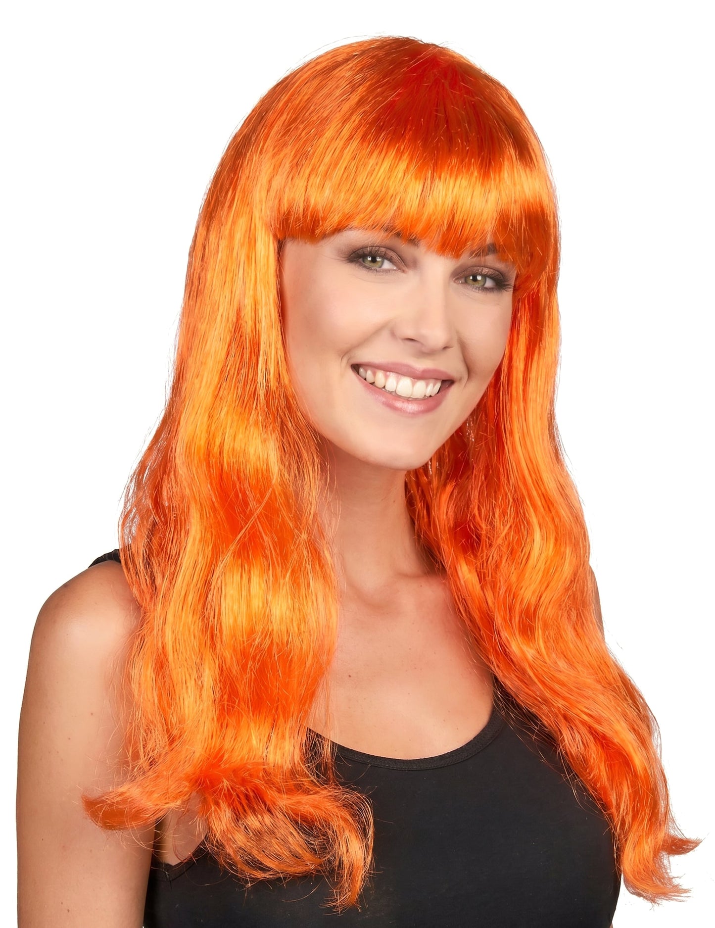 Perruque longue orange femme