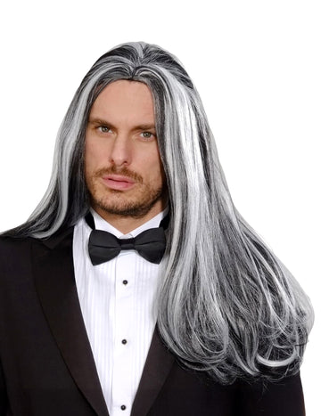 Dlouhá dvoubarevná upíří paruka pro dospělé na Halloween