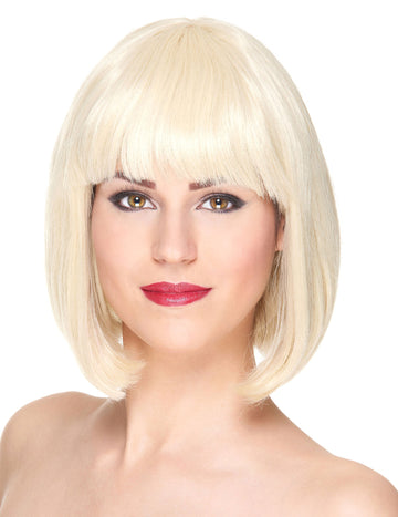 Luxusní krátká blond paruka bob s ofinou pro ženy