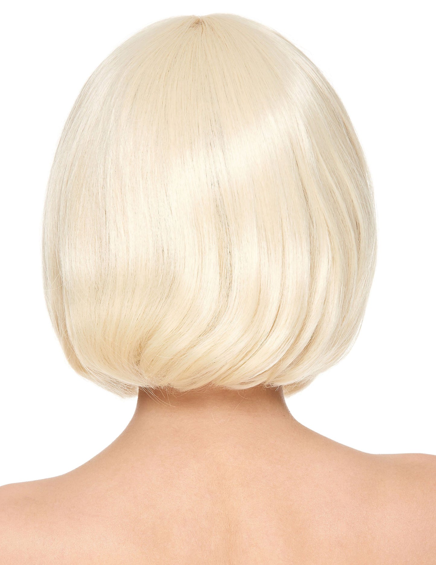 Vue de dos de la perruque luxe carré court avec frange
