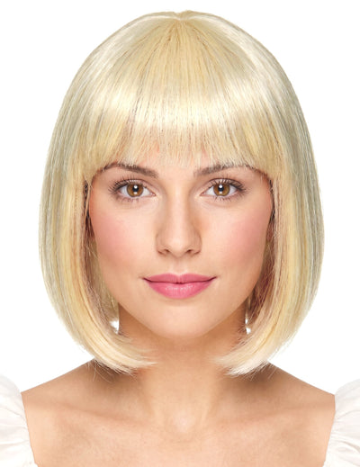 Blonde Kurzhaar Perücke im Bob-Stil mit Pony