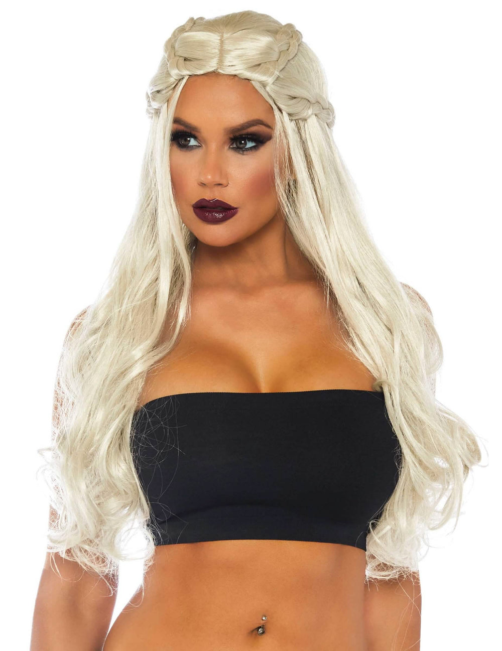 Luxusní dlouhá princeznovská paruka draků pro ženu blond s copánky