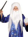 Perruque avec barbe de magicien pour enfant blanche