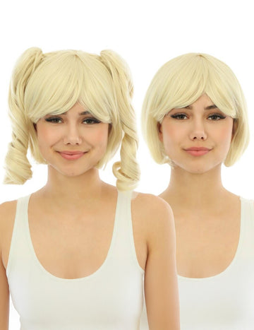 Perruque manga avec couettes détachables luxe blonde