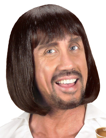 Hnědá hladká středověká paruka pro muže s ofinou