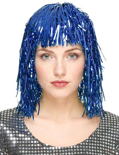 Paruka pro dospělé modrá metalická
