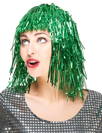 Dámská zelená metalická paruka