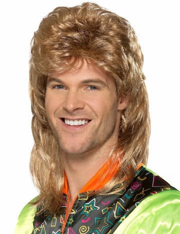 Pánská blond paruka Mullet s melírem