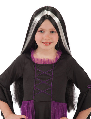 Černá paruka s bílým melírem pro děti