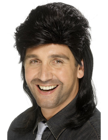 Pánská černá paruka s příčesky mullet