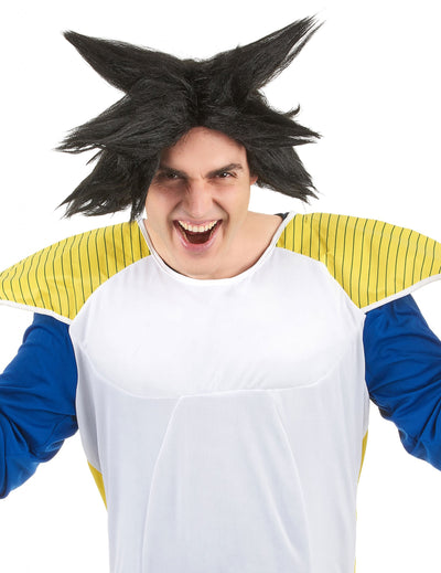 Perruque noire manga pour adultes à pointes dressées