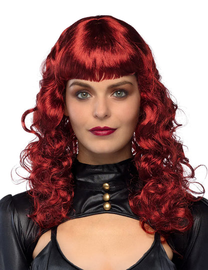 Vlnitá paruka s tmavě červenou ofinou pro dospělé 