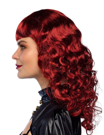 Vlnitá paruka s tmavě červenou ofinou pro dospělé 