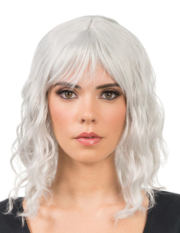 Perruque ondulée gris clair adulte