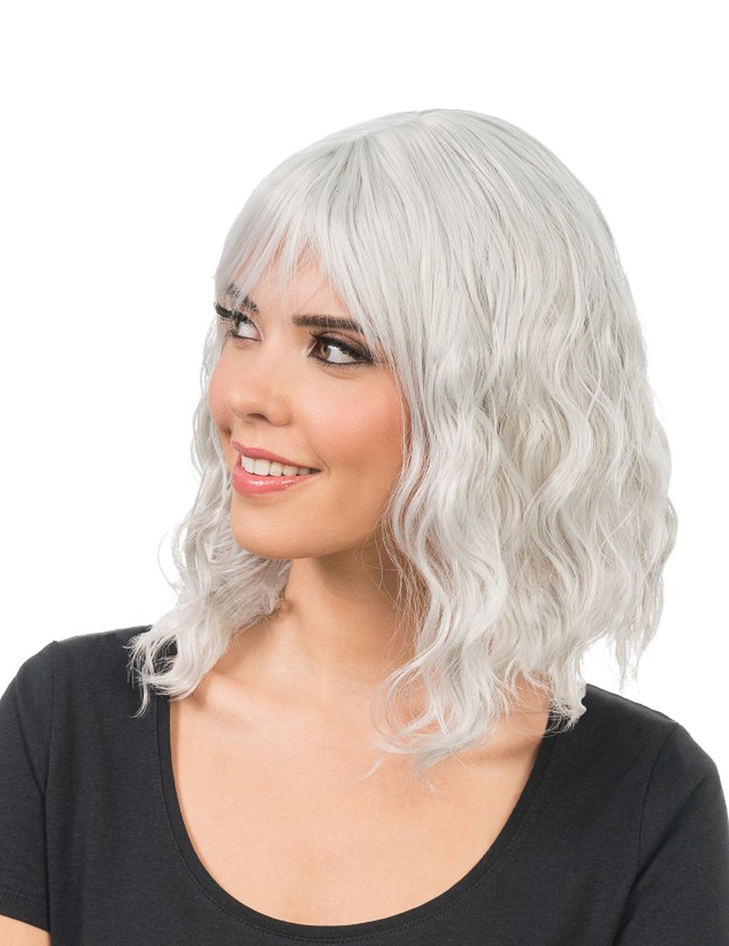 Perruque ondulée gris clair adulte