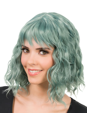 Zelená vlnitá paruka pro ženy 
