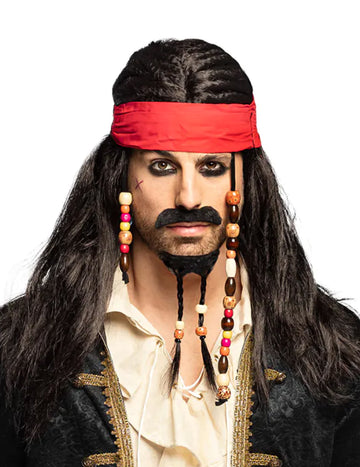 Pirátská paruka s červeným šátkem pro muže