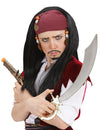 Perruque pirate pour enfant noire avec bandana bordeaux et perles